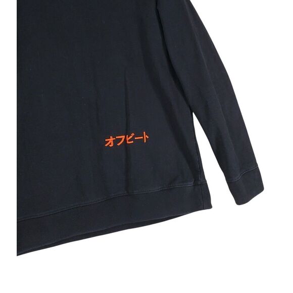 Offbeat Japanese Brand Sweatshirt Mens M Black Embroidered Logo Heavyweight LS - Picture 5 of 9